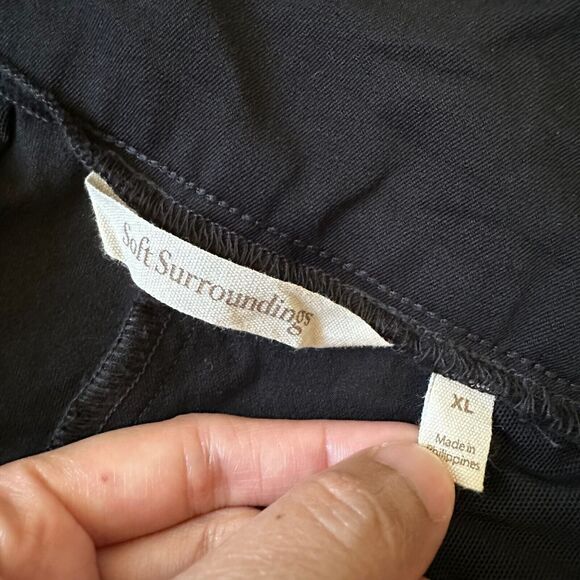 SOFT SURROUNDINGS Flat Front Slim Fit Pull-On Pants Stretch in Black - Picture 8 of 12